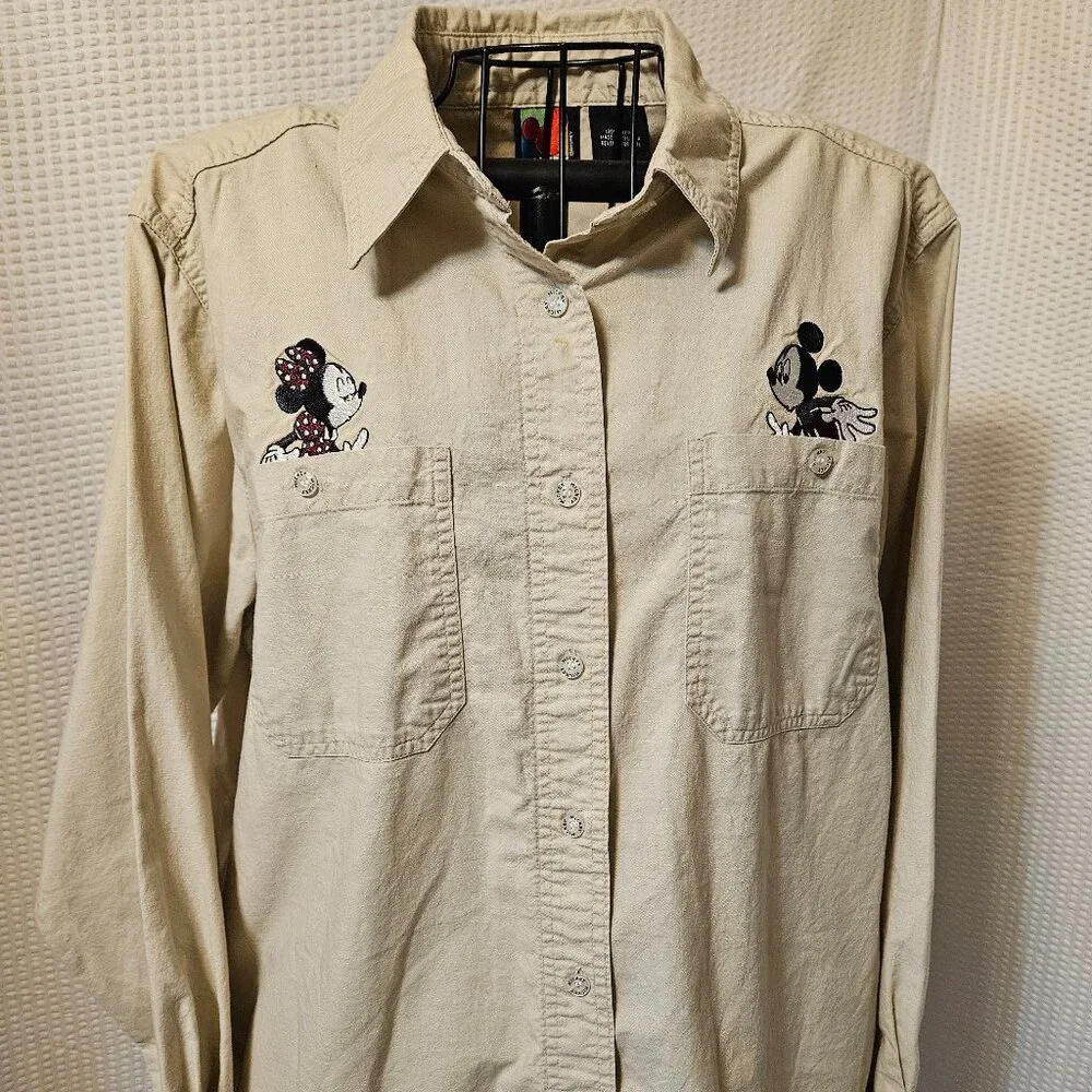 Disney Limited Jerry Leigh Whimsical Safari Mickey & Minnie Kiss Shirt Sz L - Picture 13 of 14